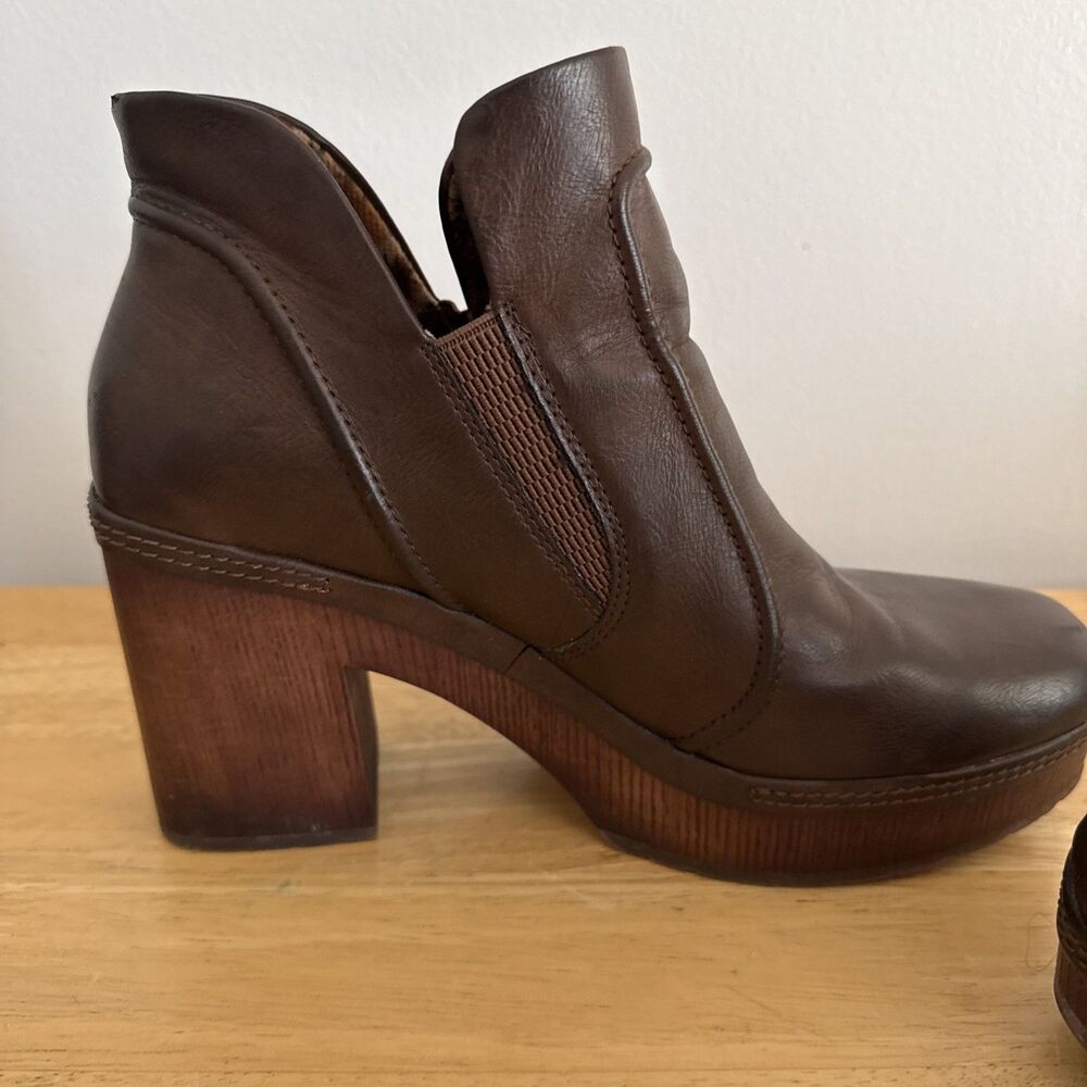 Korks Womens 9.5 Robin Y2K Clog Platform Chunky Wooden Look Heel Bootie Brown - Picture 8 of 11